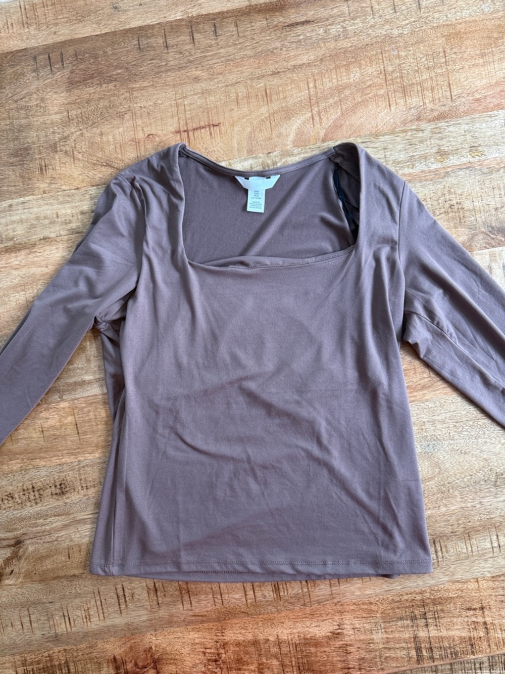 H&M Square Neck Long Sleeve Top - Taupe